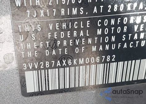 2019 Volkswagen Tiguan 2.0T Se/2.0T Sel/2.0T Sel R-Line/2.0T Sel R-Line Black from USA, damaged, VIN 3VV2B7AX6KM006782